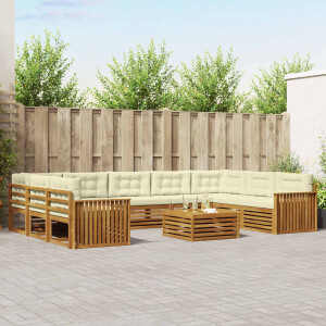vidaXL Sofa-Sets 10 pcs Natuurlijk en Crème Massief Acaciahout