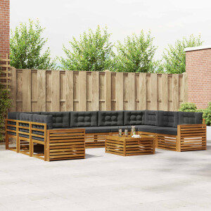 vidaXL Sofa-Sets 10 pcs Natuurlijk en Antraciet Massief Acaciahout
