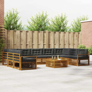 vidaXL Sofa-Sets 10 pcs Natuurlijk en Antraciet Massief Acaciahout