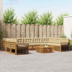 vidaXL Sofa-Sets 10 pcs Natuurlijk en Beige Massief Acaciahout