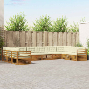 vidaXL Sofa-Sets 3 pcs Natuurlijk en Crème Massief Acaciahout