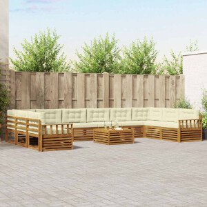 vidaXL Sofa-Sets 11 pcs Natuurlijk en Crème Massief Acaciahout