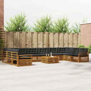 vidaXL Sofa-Sets 11 pcs Natuurlijk en Antraciet Massief Acaciahout