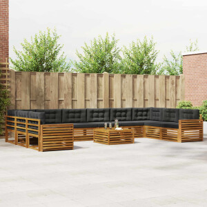 vidaXL Sofa-Sets 11 pcs Natuurlijk en Antraciet Massief Acaciahout