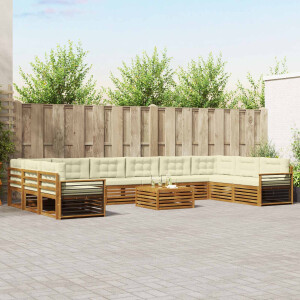 vidaXL Sofa-Sets 11 pcs Natuurlijk en Crème Massief Acaciahout