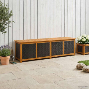 vidaXL Tuinopslagdoos 185 L Massief Acaciahout 200 x 50 x 56 cm Zwart