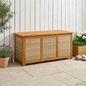 vidaXL Tuinopslagdoos 185 L Massief Acaciahout 113 x 50 x 56 cm Beige