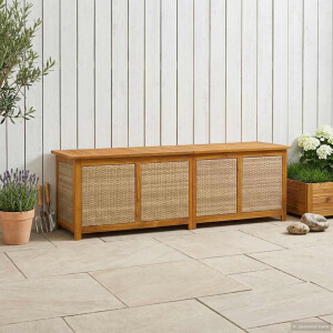vidaXL Tuinopslagdoos 185 L Massief Acaciahout 200 x 50 x 56 cm Beige