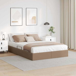 vidaXL Opslag bed met matras Cappuccino 140 x 190 cm Kunstleer