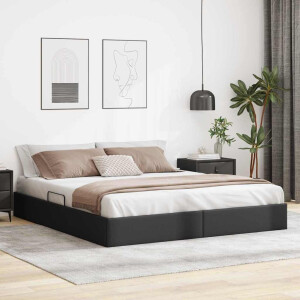 vidaXL Opslag bed met opslag Zwart 183 x 213 cm Kunstleer