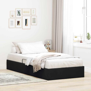 vidaXL Opslag bed met hoofdeinde met opslag Zwart 90 x 190 cm Fluweel