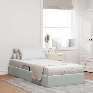 vidaXL Opslag bed met opslag Lichtgrijs 100 x 190 cm fluweel