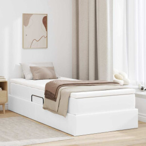 vidaXL Opslag bed met matras met matras Wit 90 x 200 cm Nep Leer