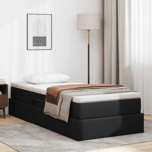 vidaXL Opslag bed met matras met matras Zwart 100 x 200 cm Nep Leer