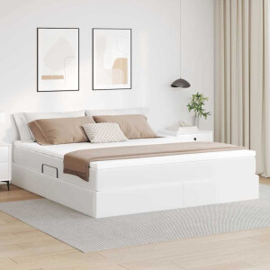 vidaXL Opslag bed met matras met matras Wit 180 x 200 cm Nep Leer