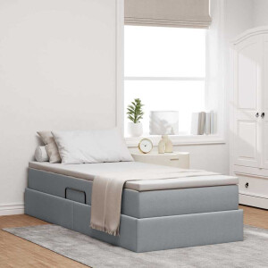 vidaXL Opslag bed met matras Lichtgrijs 90 x 200 cm Polyester