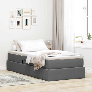vidaXL Opslag bed met matras Donkergrijs 100 x 200 cm Polyester