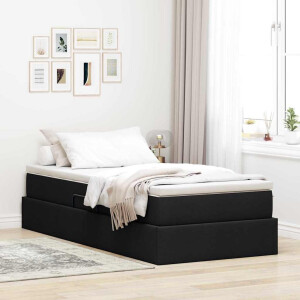 vidaXL Opslag bed met matras met matras Zwart 100 x 200 cm Polyester