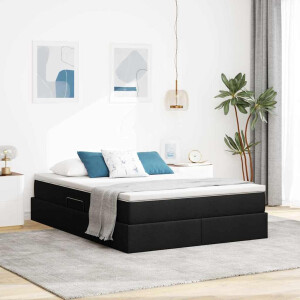 vidaXL Opslag bed met matras met matras Zwart 140 x 190 cm Polyester