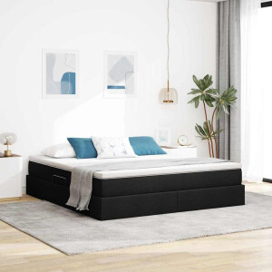 vidaXL Opslag bed met matras met matras Zwart 180 x 200 cm Polyester