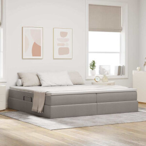 vidaXL Opslag bed met matras met matras Taupe 200 x 200 cm Polyester