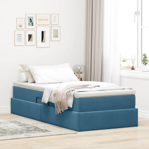 vidaXL Opbergbed met matras met matras Donkerblauw 90 x 200 cm Fluweel