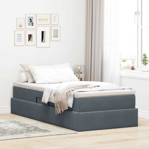 vidaXL Opbergbed met matras Donkergrijs 100 x 200 cm Fluweel