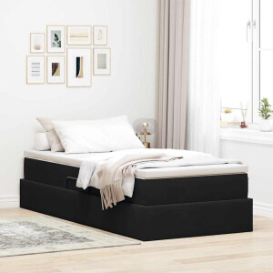 vidaXL Opbergbed met matras met matras Zwart 100 x 200 cm Fluweel
