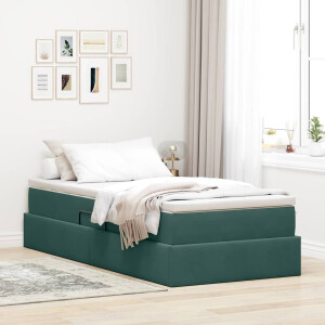 vidaXL Opbergbed met matras Donkergroen 100 x 200 cm Fluweel