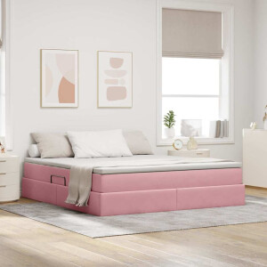 vidaXL Opbergbed met matras met matras Roze 180 x 200 cm Fluweel