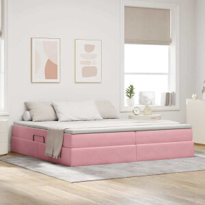 vidaXL Opbergbed met matras met matras Roze 200 x 200 cm Fluweel