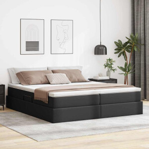 vidaXL Opbergbed met matras met matras Zwart 200 x 200 cm Nep Leer