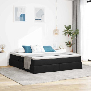 vidaXL Opbergbed met matras met matras Zwart 180 x 200 cm Polyester