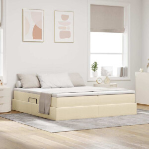 vidaXL Opbergbed met matras met matras Crème 180 x 200 cm Polyester