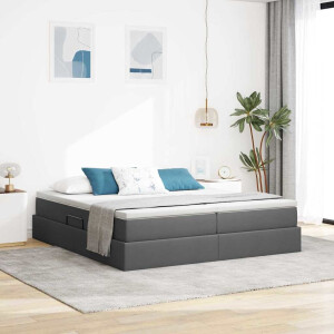 vidaXL Opbergbed met matras Donkergrijs 200 x 200 cm Polyester