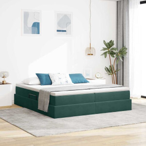 vidaXL Opbergbed met matras Donkergroen 180 x 200 cm Fluweel