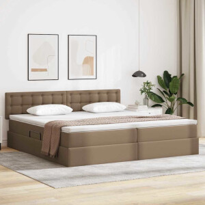 vidaXL Opslag bed met matras Cappuccino 200 x 200 cm Nep Leer