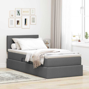 vidaXL Opbergbed met matras Donkergrijs 90 x 190 cm Bewerkt hout
