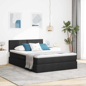 vidaXL Opbergbed met matras met matras Zwart 140 x 190 cm Bewerkt hout