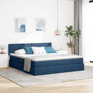 vidaXL Opbergbed met matras met matras Blauw 160 x 200 cm Bewerkt hout