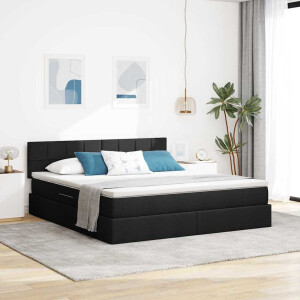 vidaXL Opbergbed met matras met matras Zwart 160 x 200 cm Bewerkt hout