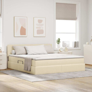 vidaXL Opbergbed met matras met matras Crème 180 x 200 cm Bewerkt hout