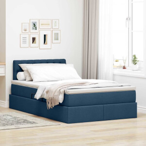 vidaXL Opbergbed met matras met matras Blauw 120 x 190 cm Bewerkt hout