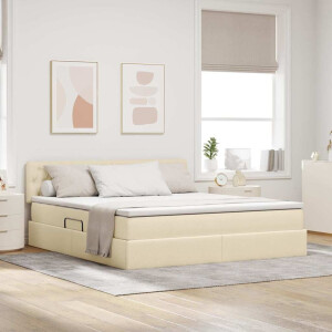 vidaXL Opbergbed met matras met matras Crème 180 x 200 cm Bewerkt hout