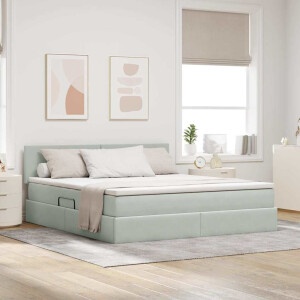 vidaXL Opslag bed met matras Lichtgrijs 160 x 200 cm Fluweel