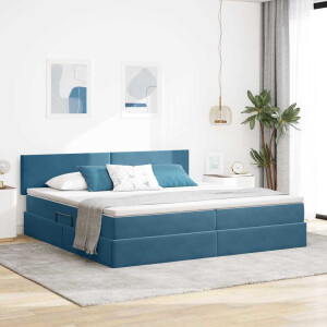 vidaXL Opslag bed met matras Donkerblauw 200 x 200 cm Fluweel