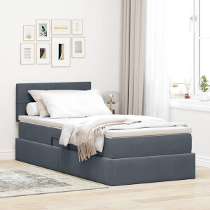 vidaXL Opslag bed met matras Donkergrijs 90 x 190 cm Fluweel