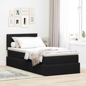 vidaXL Opslag bed met matras met hoofdeinde Zwart 90 x 190 cm Fluweel