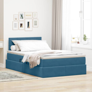vidaXL Opslag bed met matras Donkerblauw 120 x 200 cm Fluweel