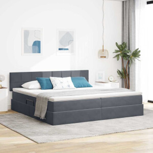 vidaXL Opslag bed met matras Donkergrijs 200 x 200 cm Fluweel